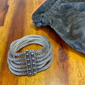 John Hardy Jaisalmer 6 Row Tone Tone Silver Statement Chain Bracelet